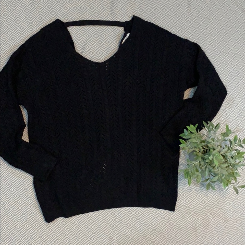 Cable Knit Twisted Knot Back Sweater